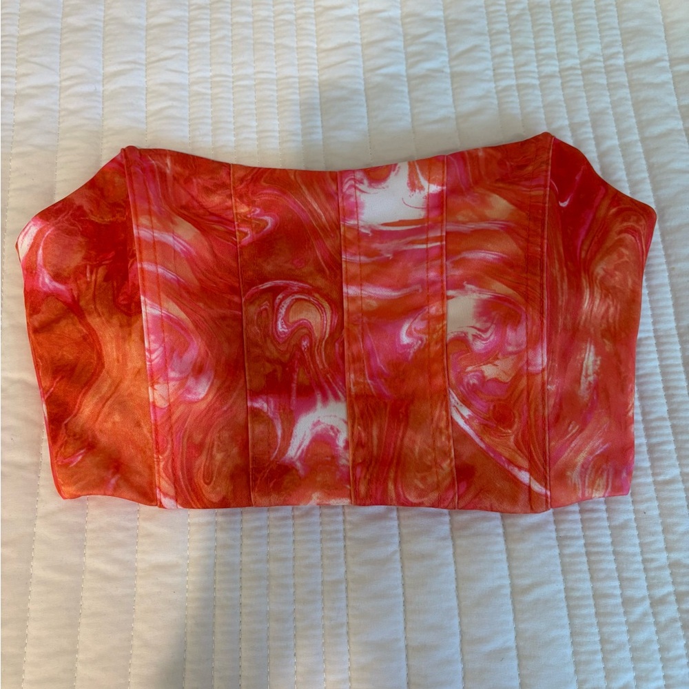 SHEIN Strapless Top in Pink and Orange